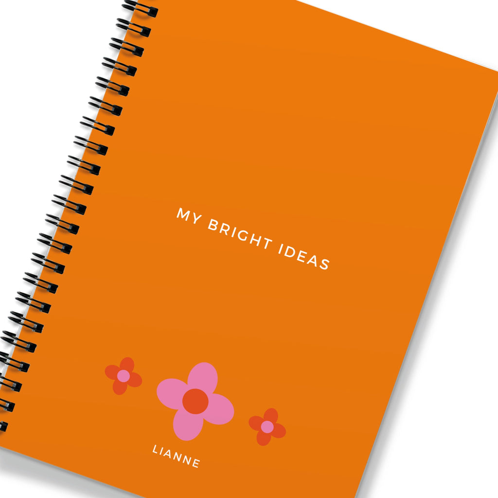 Personalised Orange Flower Bright Ideas Spiral Notebook (A5)