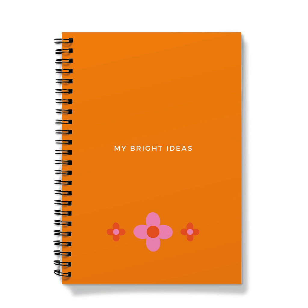Personalised Orange Flower Bright Ideas Spiral Notebook (A5) Standard Quote Only / Lined