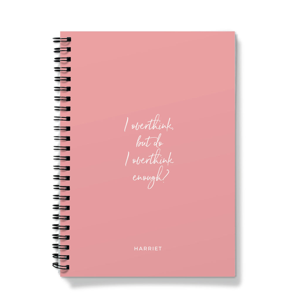 Personalised Pink Overthink Spiral Notebook (A5) Personalised Name / Lined