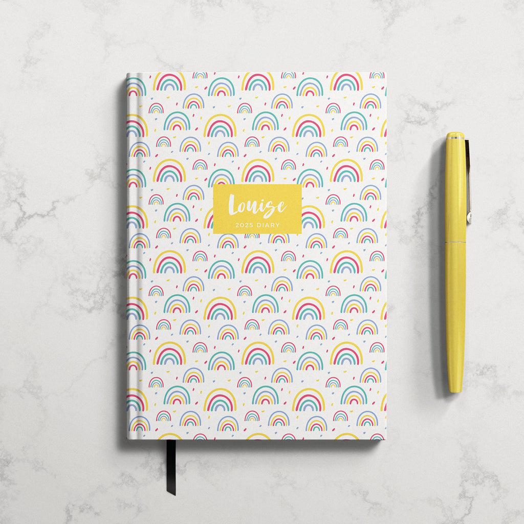 Personalised Rainbow 2025 Weekly Diary (A5)