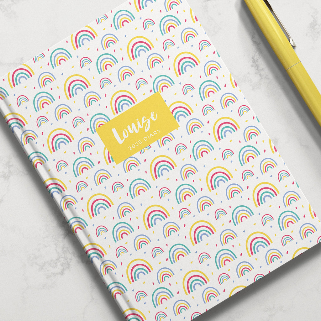 Personalised Rainbow 2025 Weekly Diary (A5)