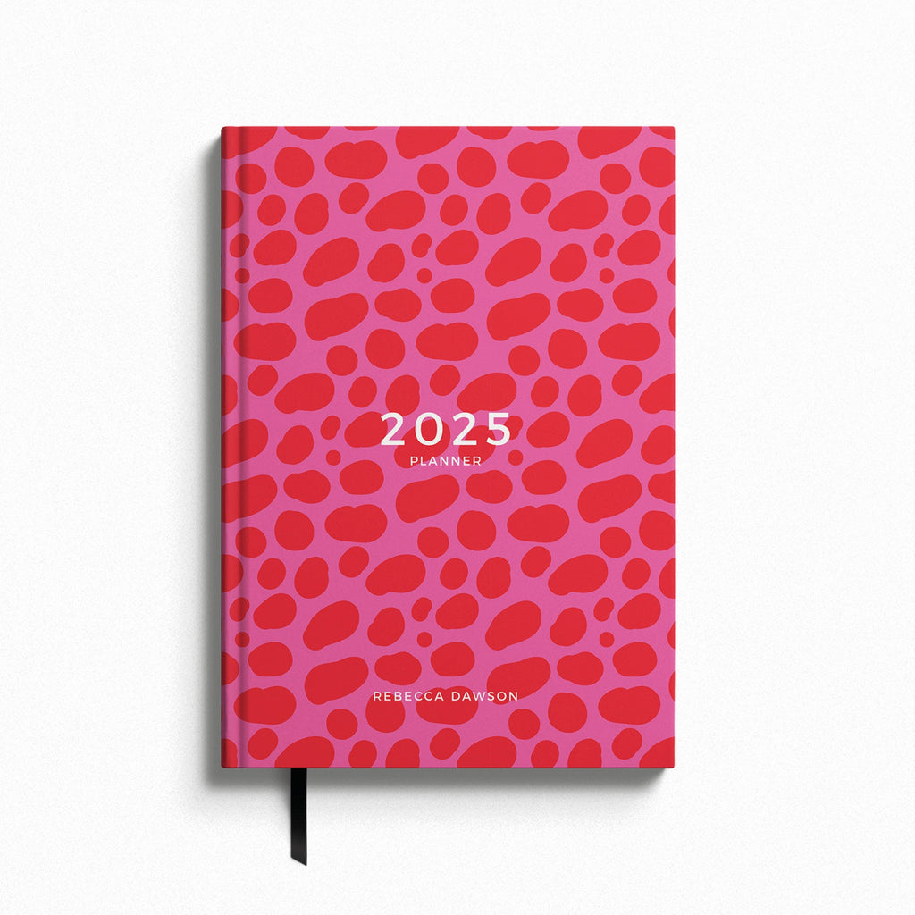 Personalised Red Pink Clash 2025 Weekly Diary (A5)