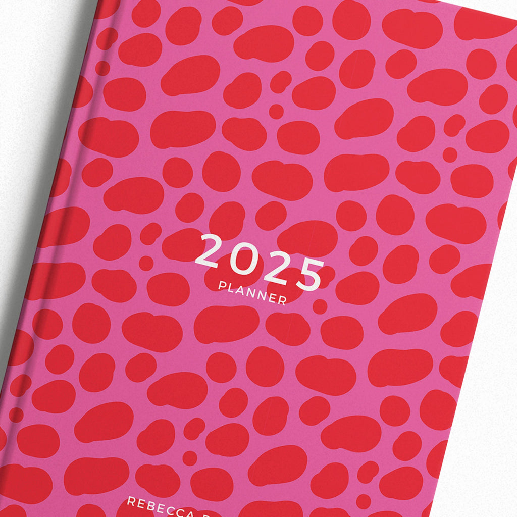 Personalised Red Pink Clash 2025 Weekly Diary (A5)