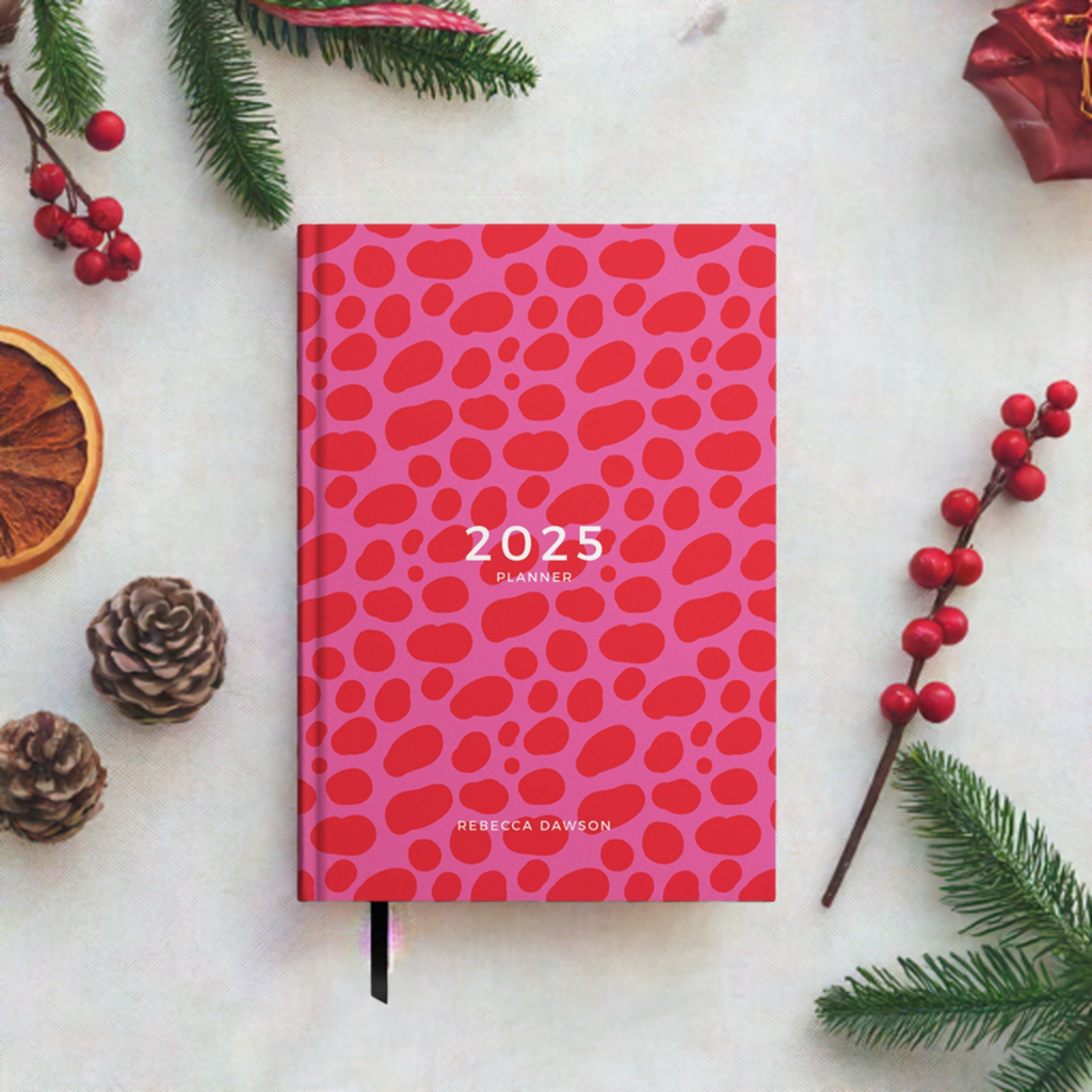 Personalised Red Pink Clash 2025 Weekly Diary (A5)