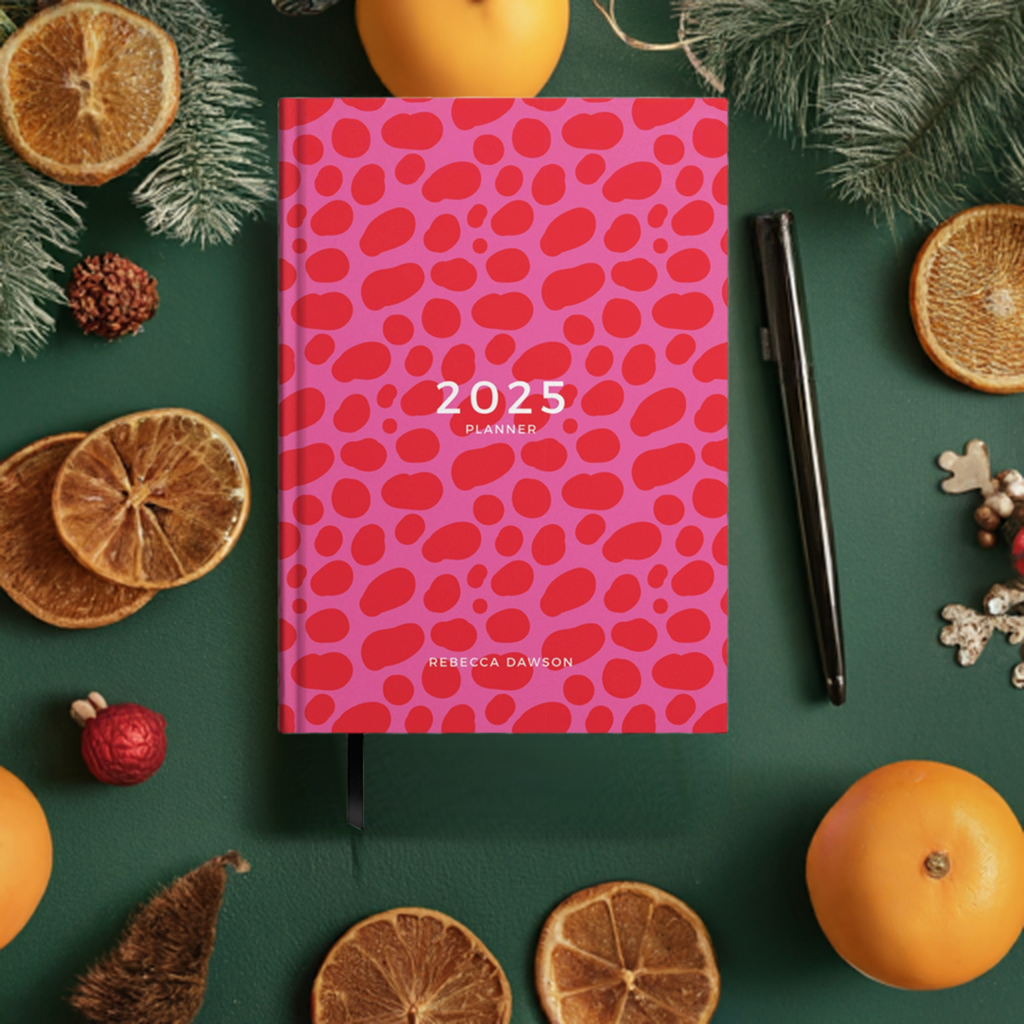 Personalised Red Pink Clash 2025 Weekly Diary (A5)