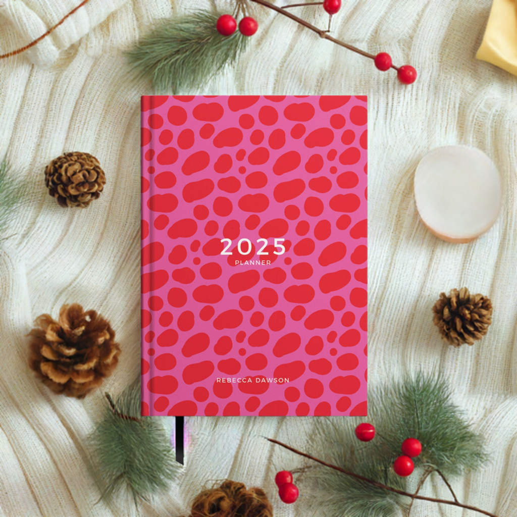 Personalised Red Pink Clash 2025 Weekly Diary (A5)