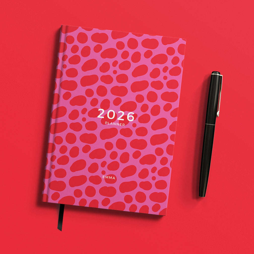 Personalised Red Pink Clash 2026 Diary