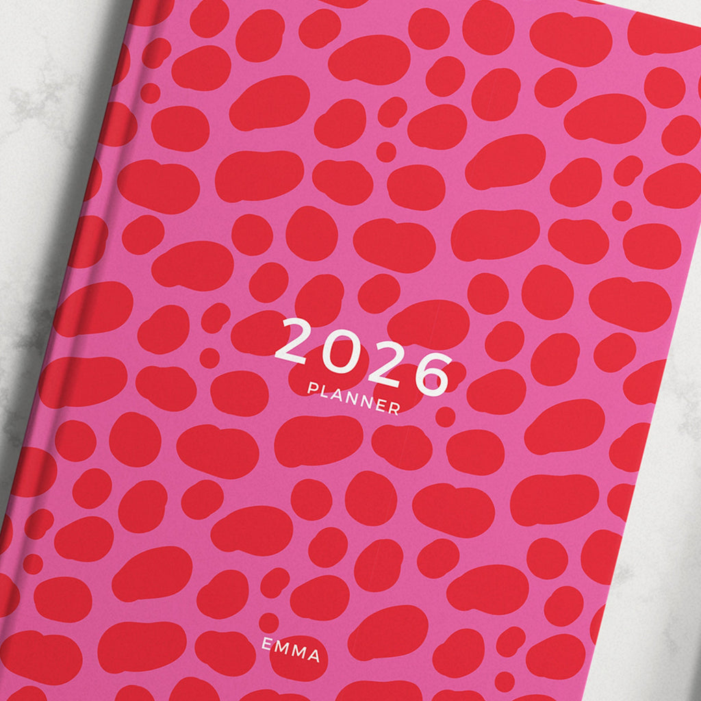 Personalised Red Pink Clash 2026 Diary