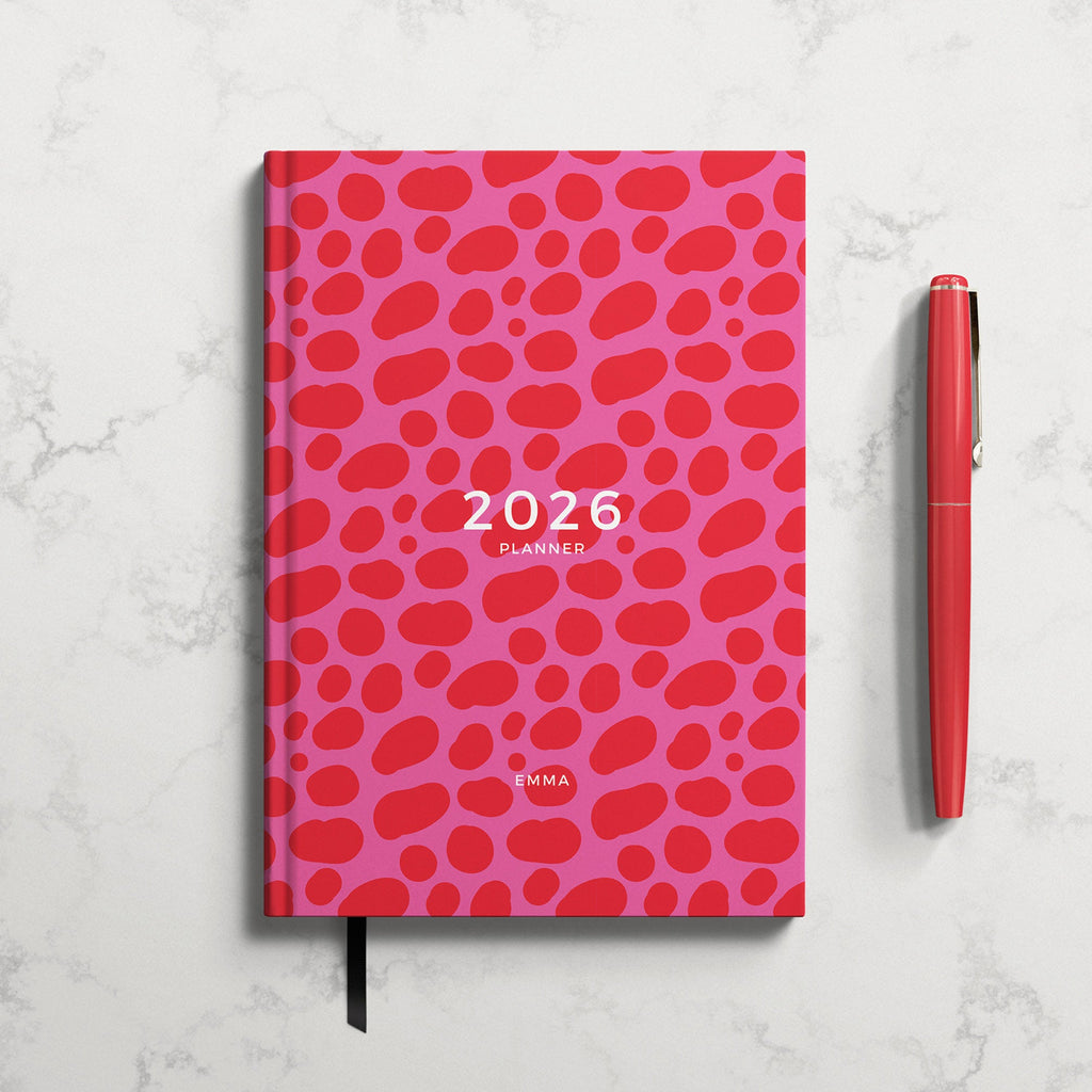 Personalised Red Pink Clash 2026 Diary