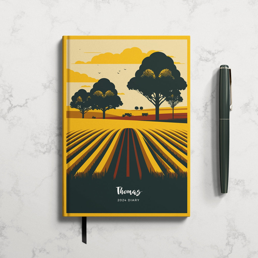 Personalised Retro Farm Landscape 2024 Weekly Diary (A5)
