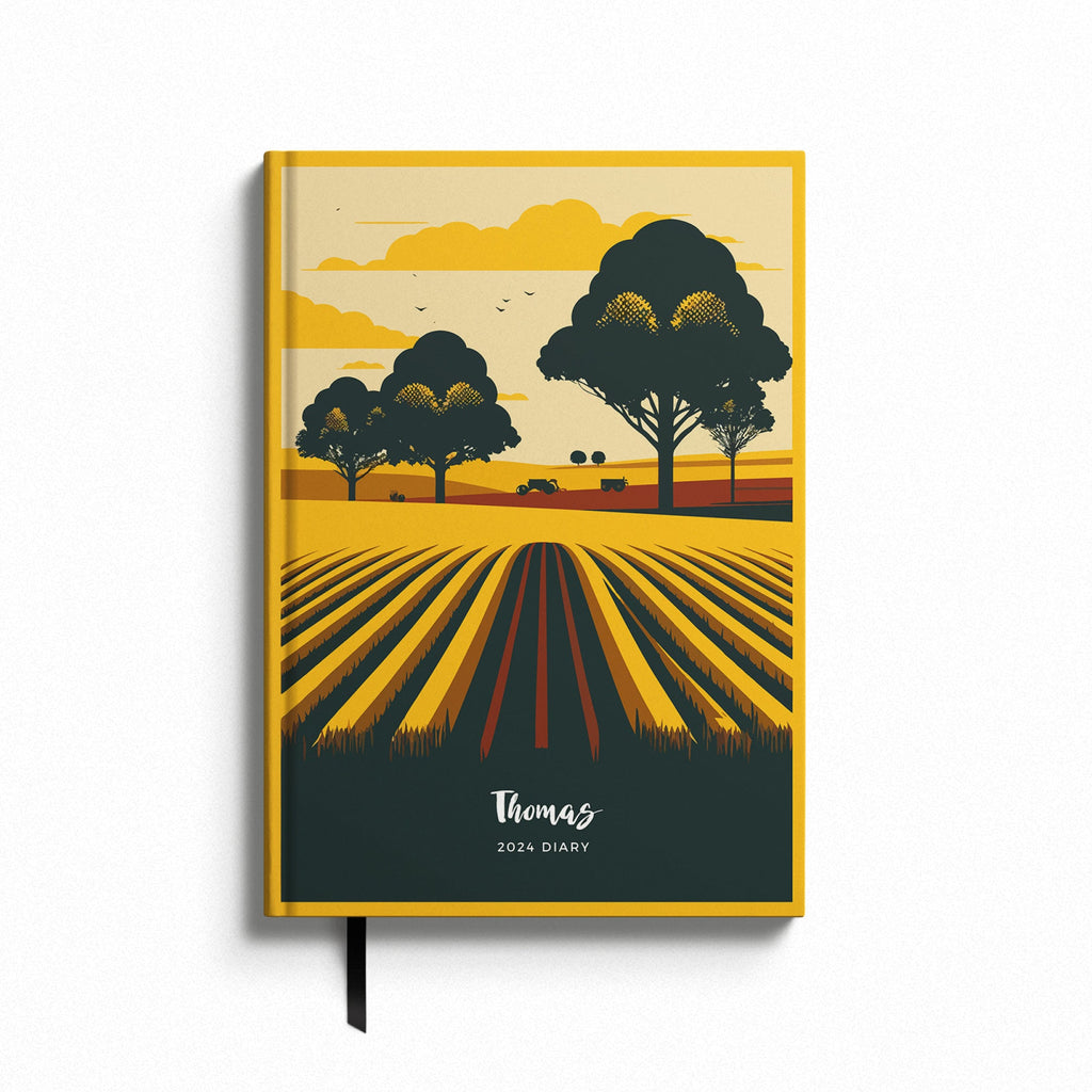 Personalised Retro Farm Landscape 2024 Weekly Diary (A5)