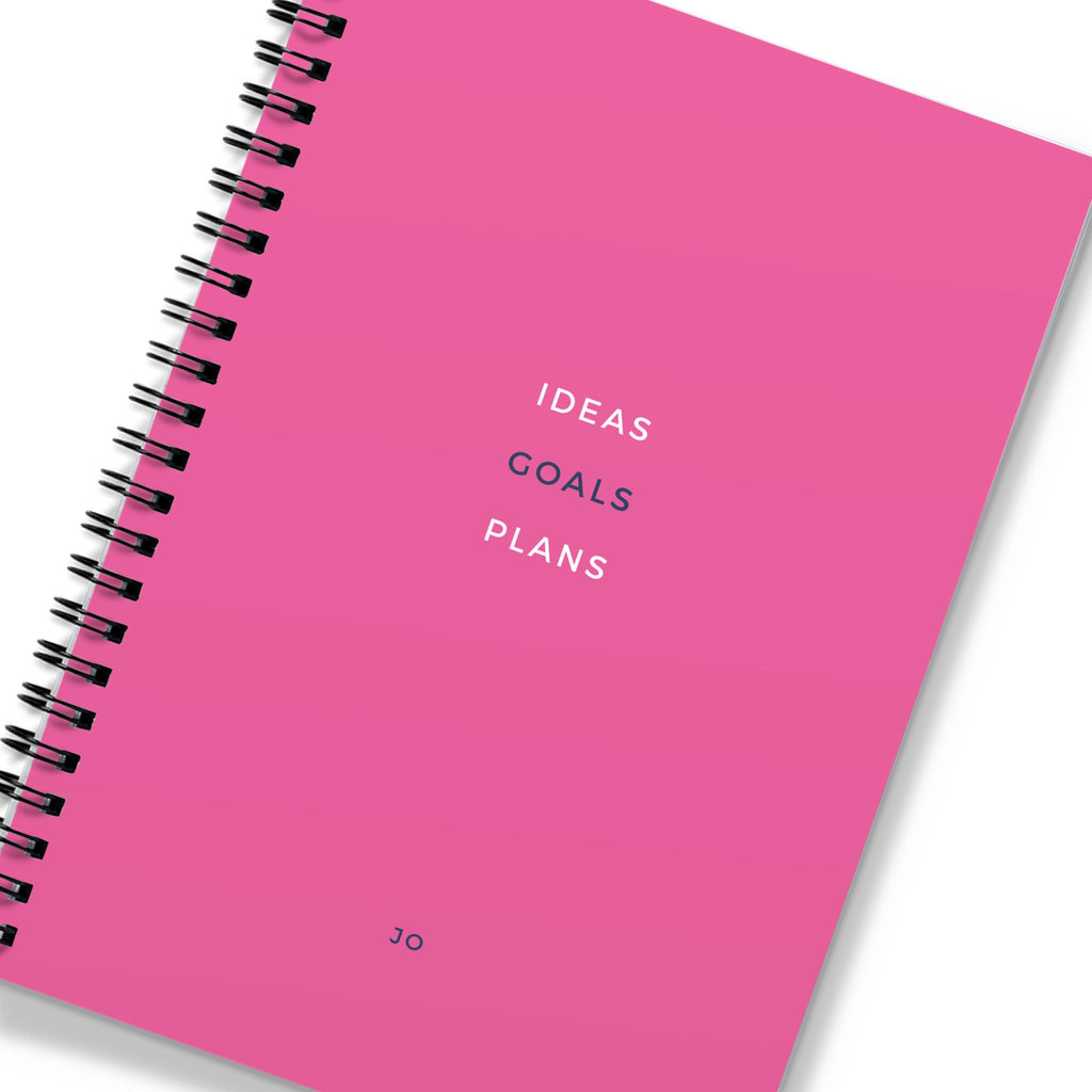 Personalised Spiral Notebook - Pink Ideas Goals Plans Quote (A5)