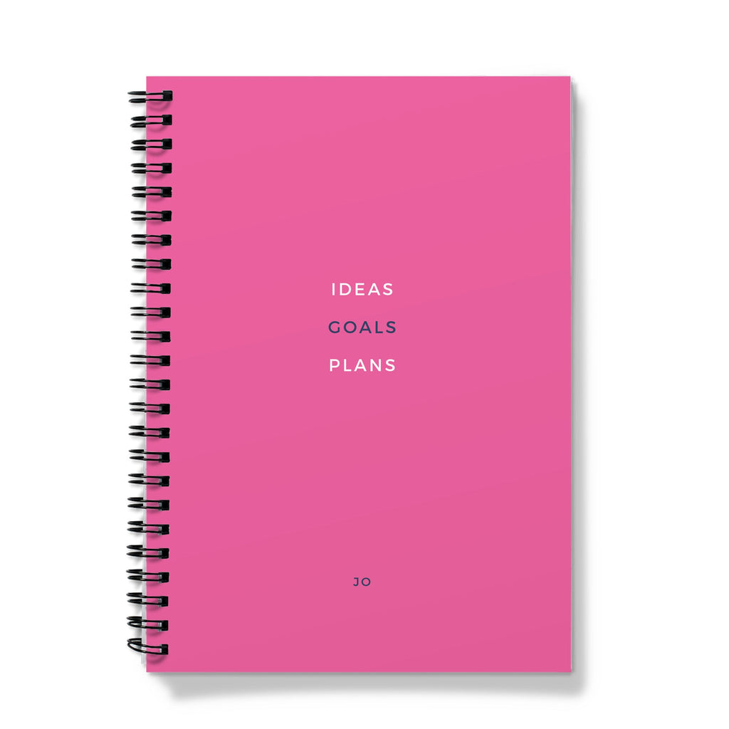 Personalised Spiral Notebook - Pink Ideas Goals Plans Quote (A5) Personalised Name / Lined