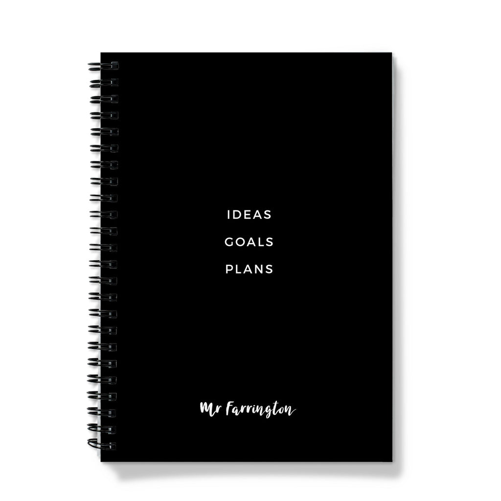 Personalised Spiral Teacher Notebook - Ideas Goals Plans (A5)