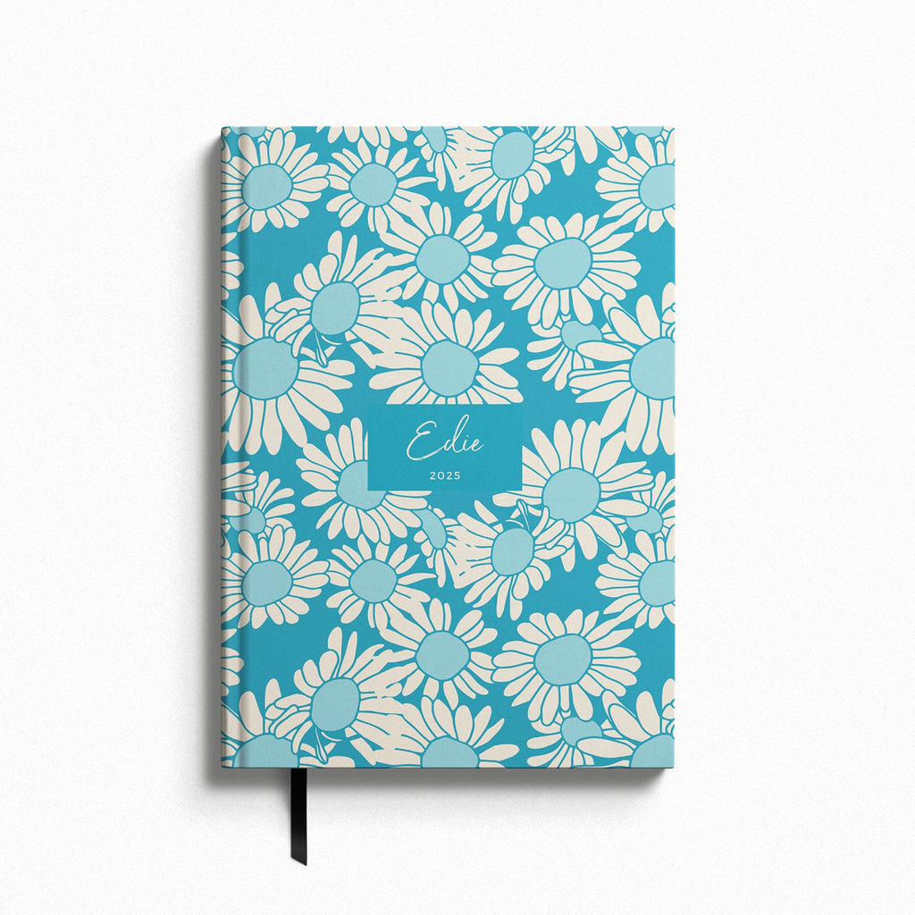 Personalised Turquoise Daisy 2025 Weekly Diary (A5)