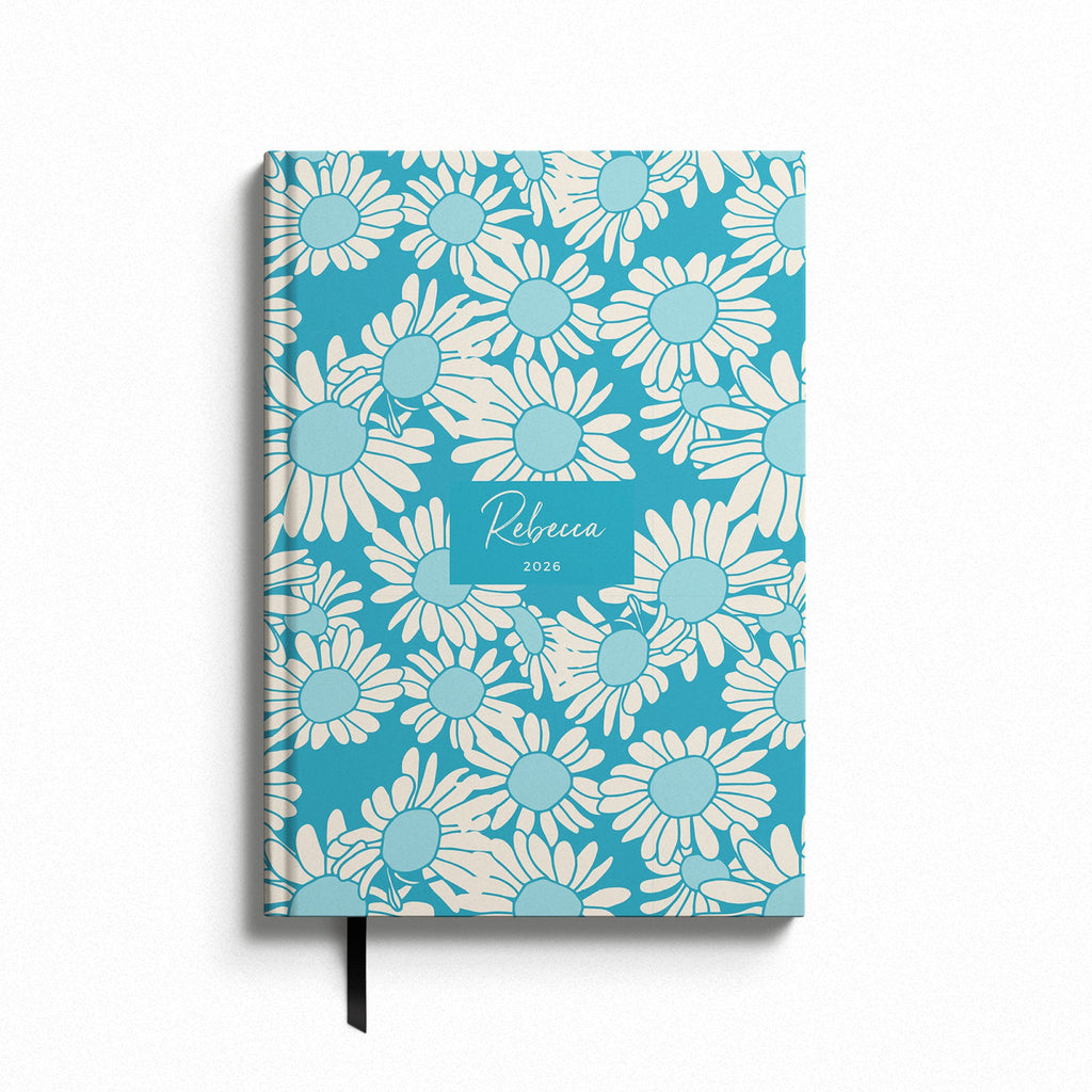Personalised Turquoise Daisy 2026 Diary