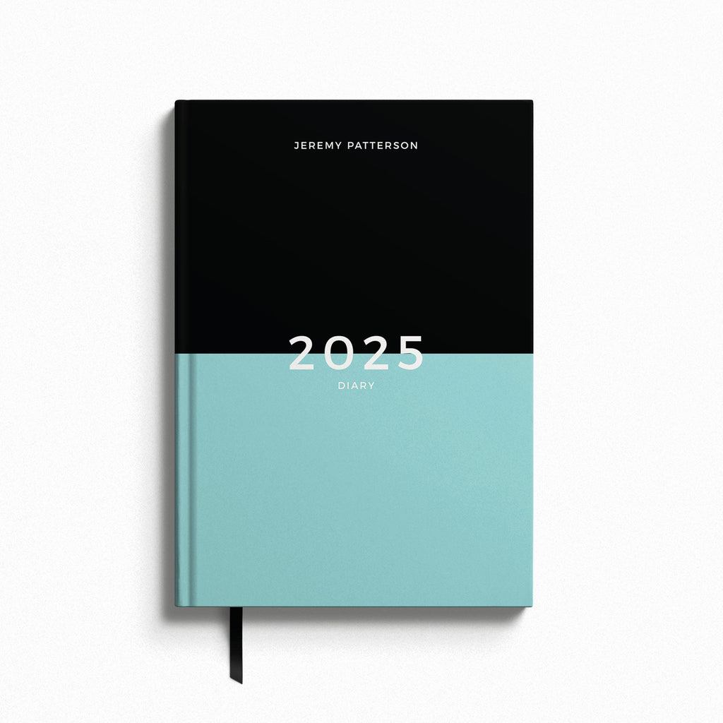 Personalised Two Tone 2025 Weekly Diary (A5) Black and Teal