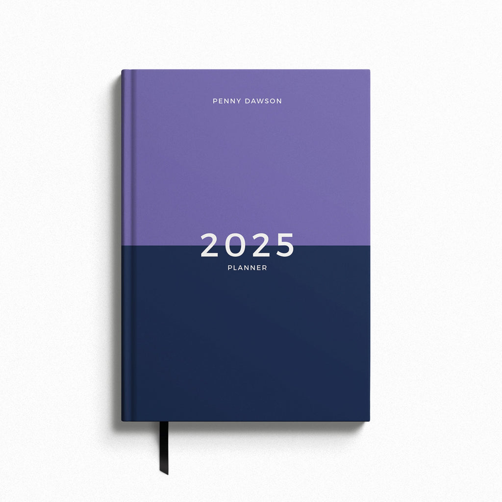 Personalised Two Tone 2025 Weekly Diary (A5) Purple and Navy