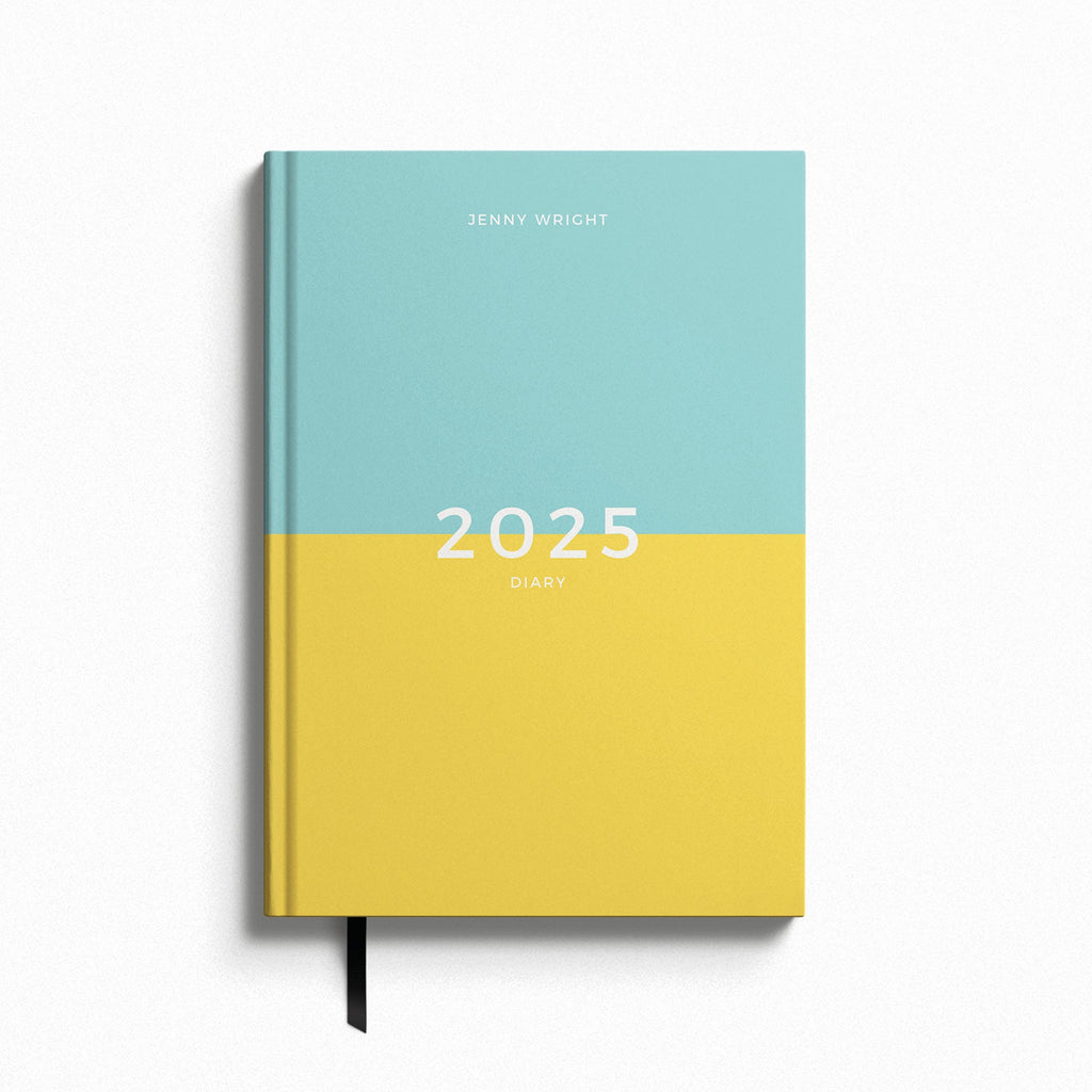 Personalised Two Tone 2025 Weekly Diary (A5) Teal and Yellow