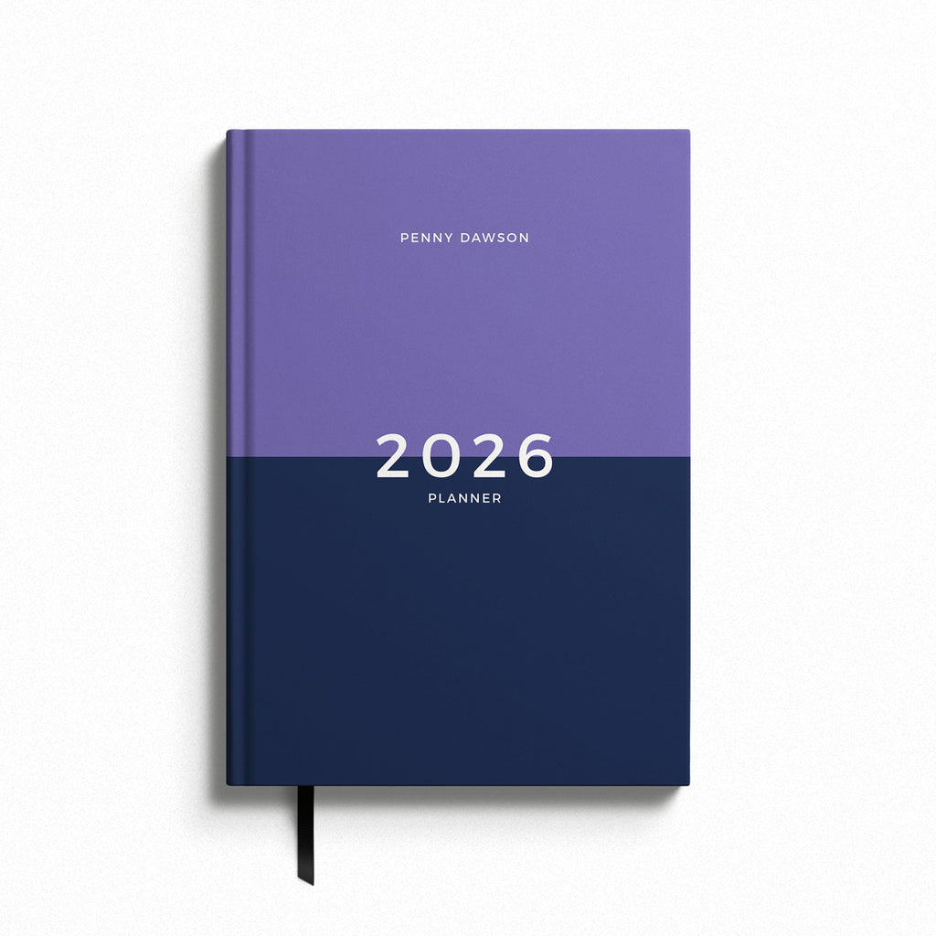 Personalised Two Tone Purple 2026 Diary Purple and Navy