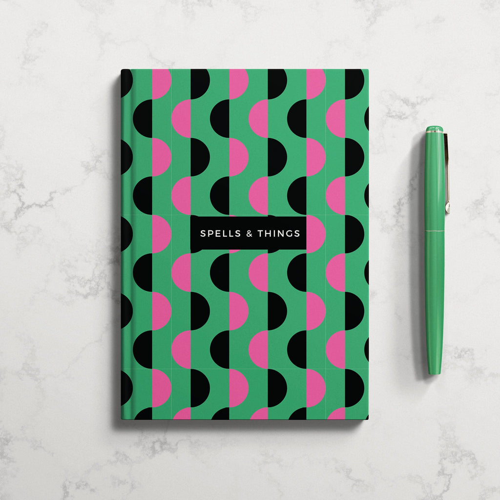 Personalised Wickedly Wonderful Pink and Green Hardback Notebook