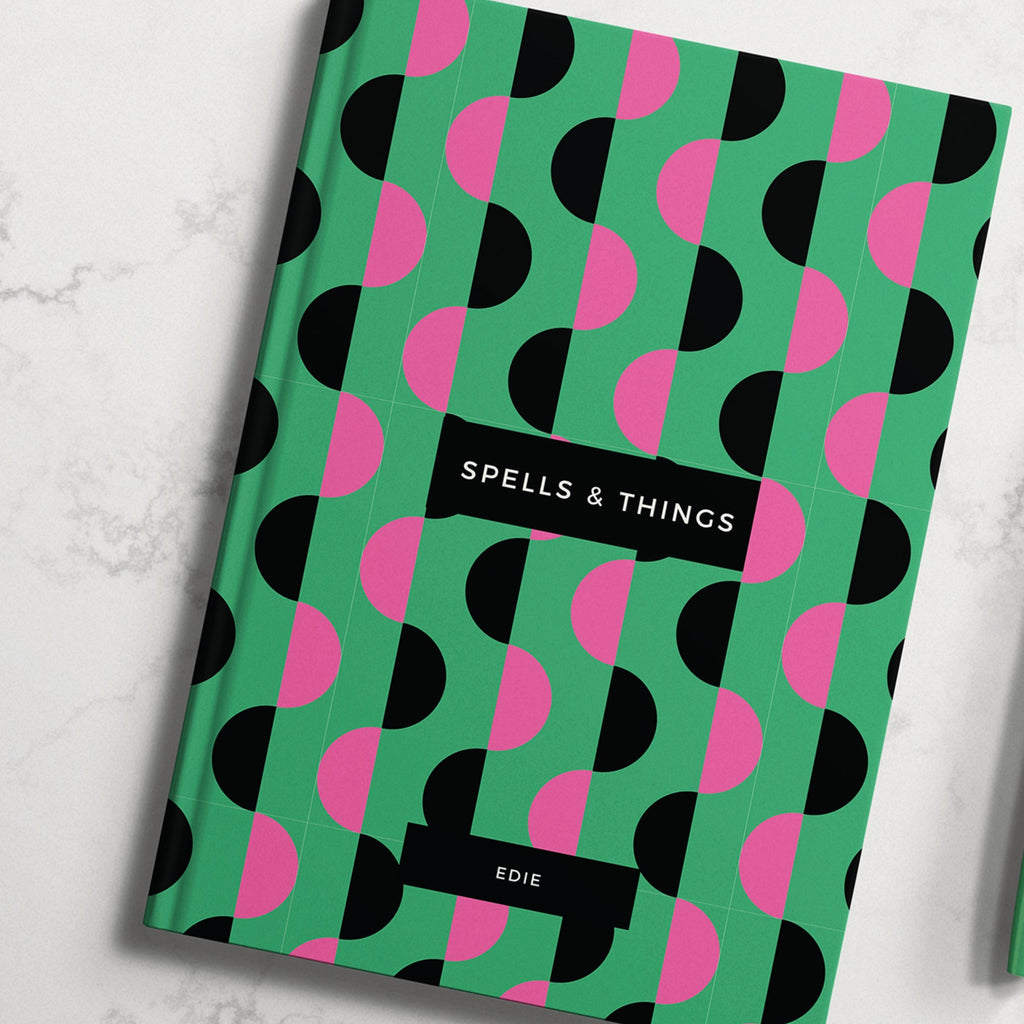 Personalised Wickedly Wonderful Pink and Green Hardback Notebook