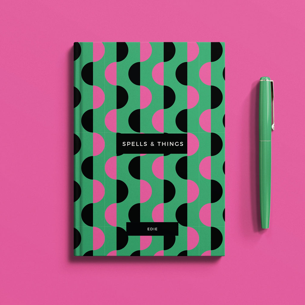 Personalised Wickedly Wonderful Pink and Green Hardback Notebook