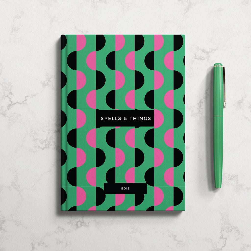 Personalised Wickedly Wonderful Pink and Green Hardback Notebook