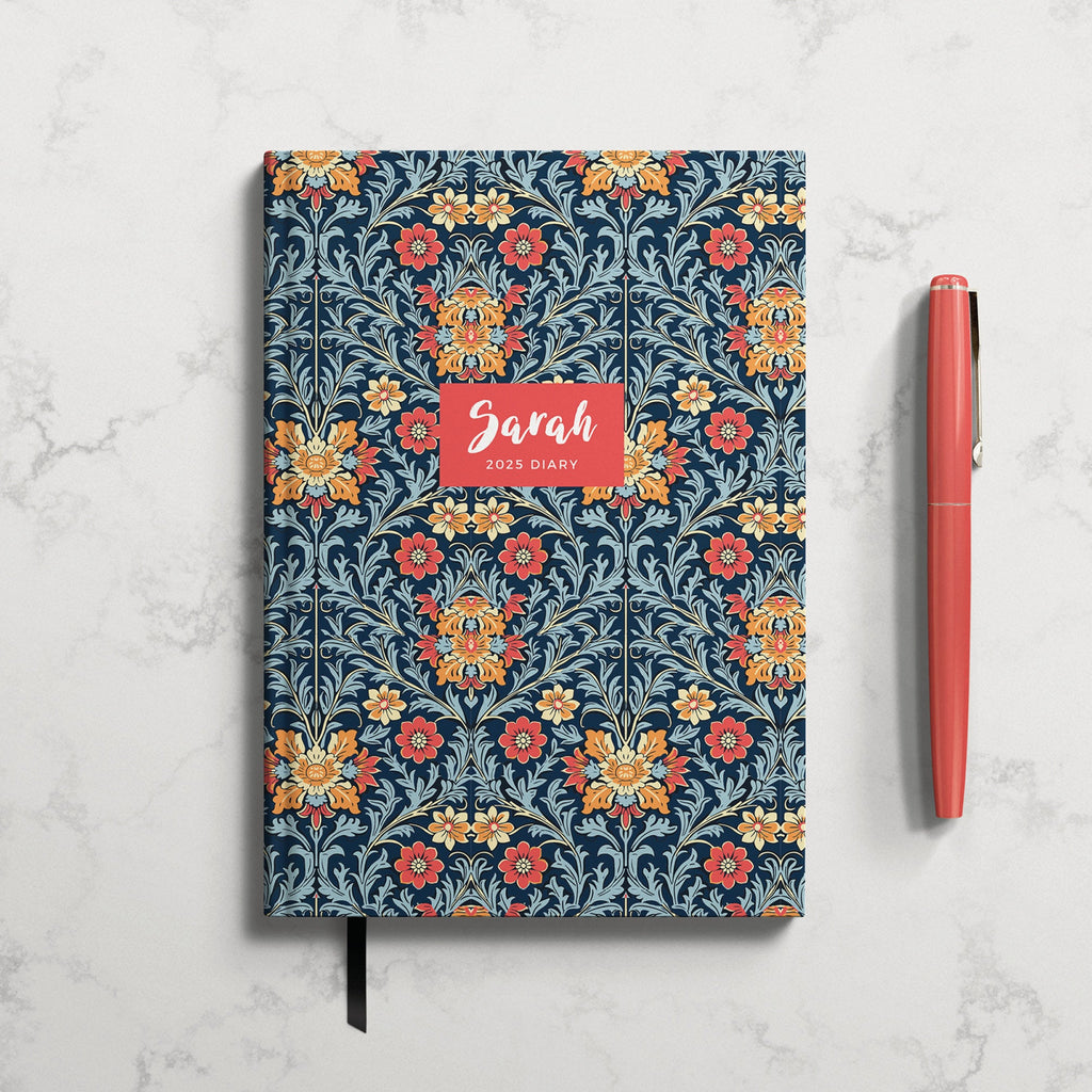 Personalised William Morris Style 2025 Weekly Diary (A5)