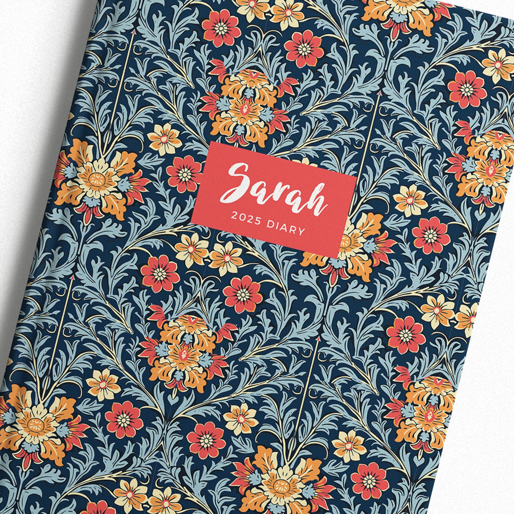 Personalised William Morris Style 2025 Weekly Diary (A5)