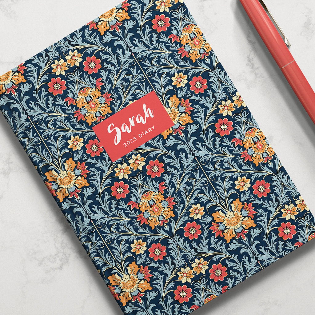 Personalised William Morris Style 2025 Weekly Diary (A5)