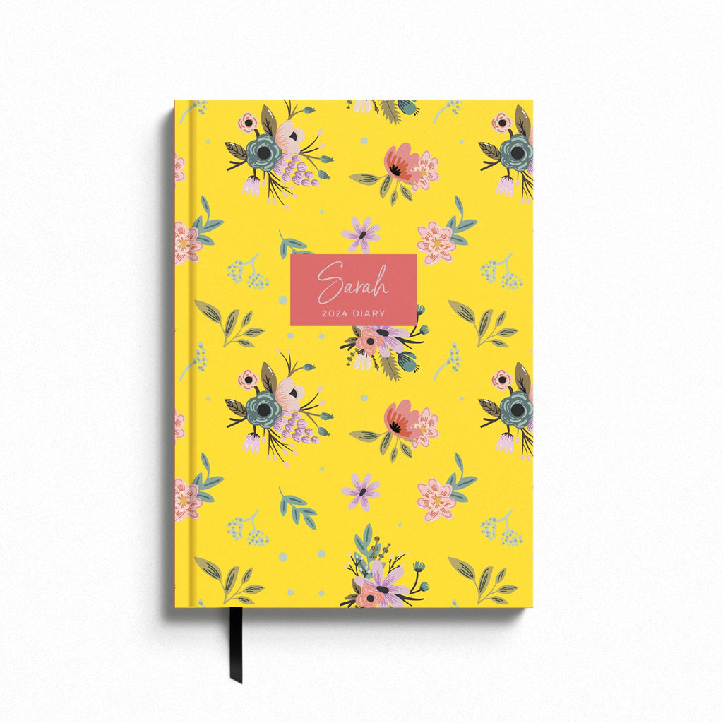 Personalised Yellow Floral 2024 Weekly Diary (A5)