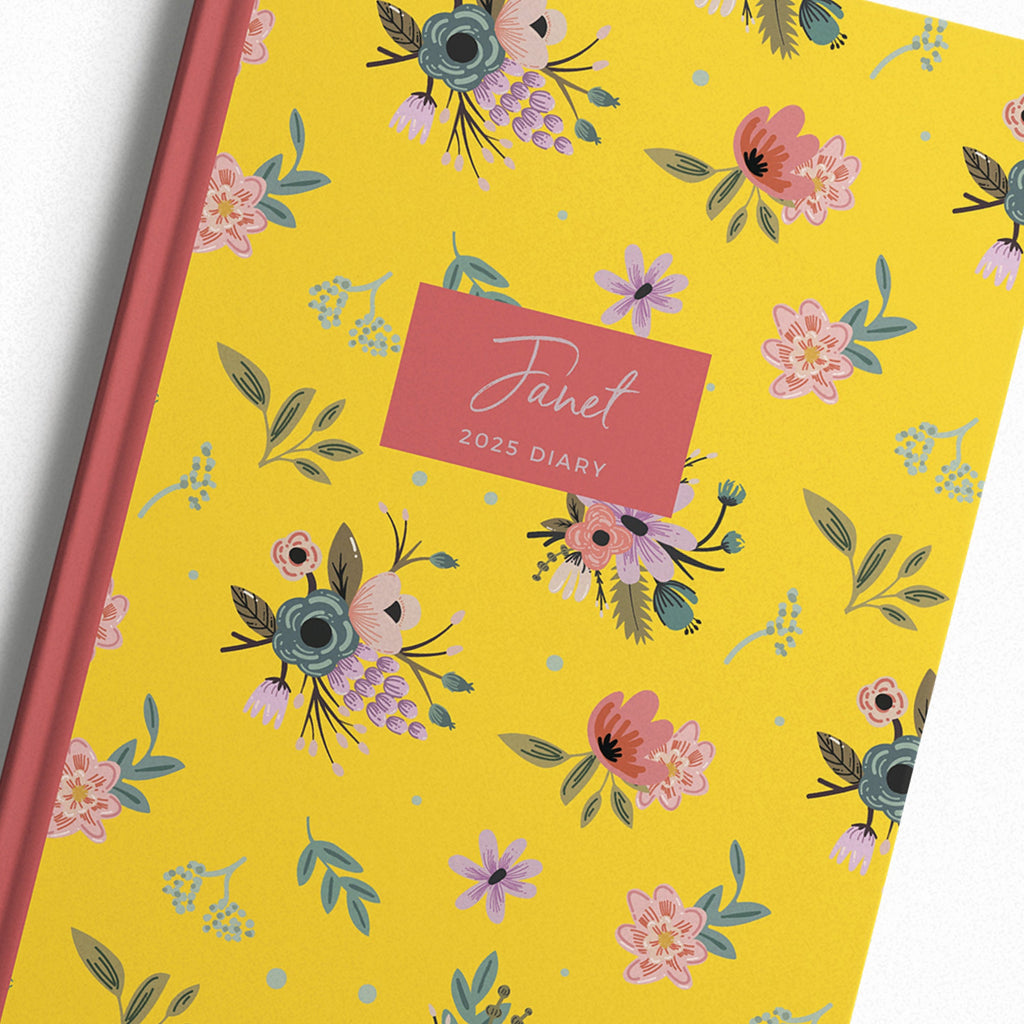 Personalised Yellow Floral 2025 Weekly Diary (A5)