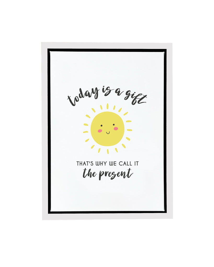 Today Is A Gift Quote Framed Float Canvas A4 (210mm × 297mm) / White Frame