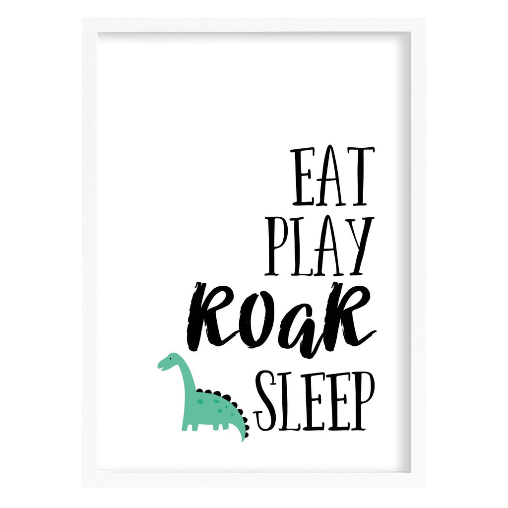 Eat Play Roar Sleep Art Print A4 (210mm × 297mm) / White Frame