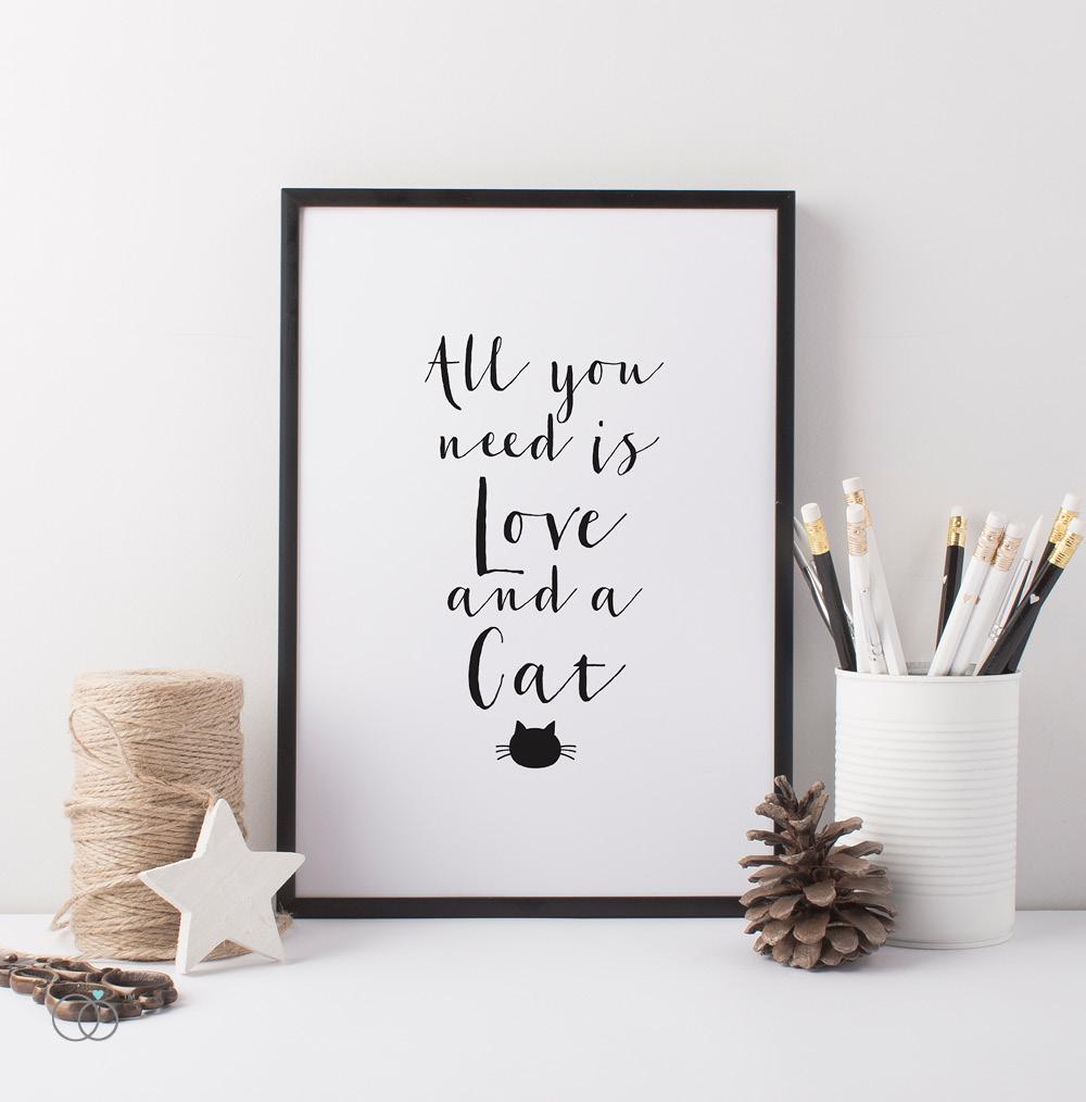 Love & A Cat Quote Print