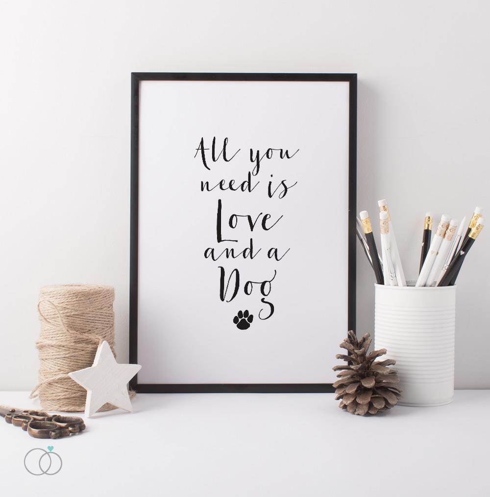 Love & A Dog Quote Print