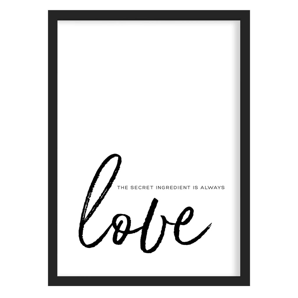Love Secret Ingredient Art Print A4 (210mm × 297mm) / Black Frame