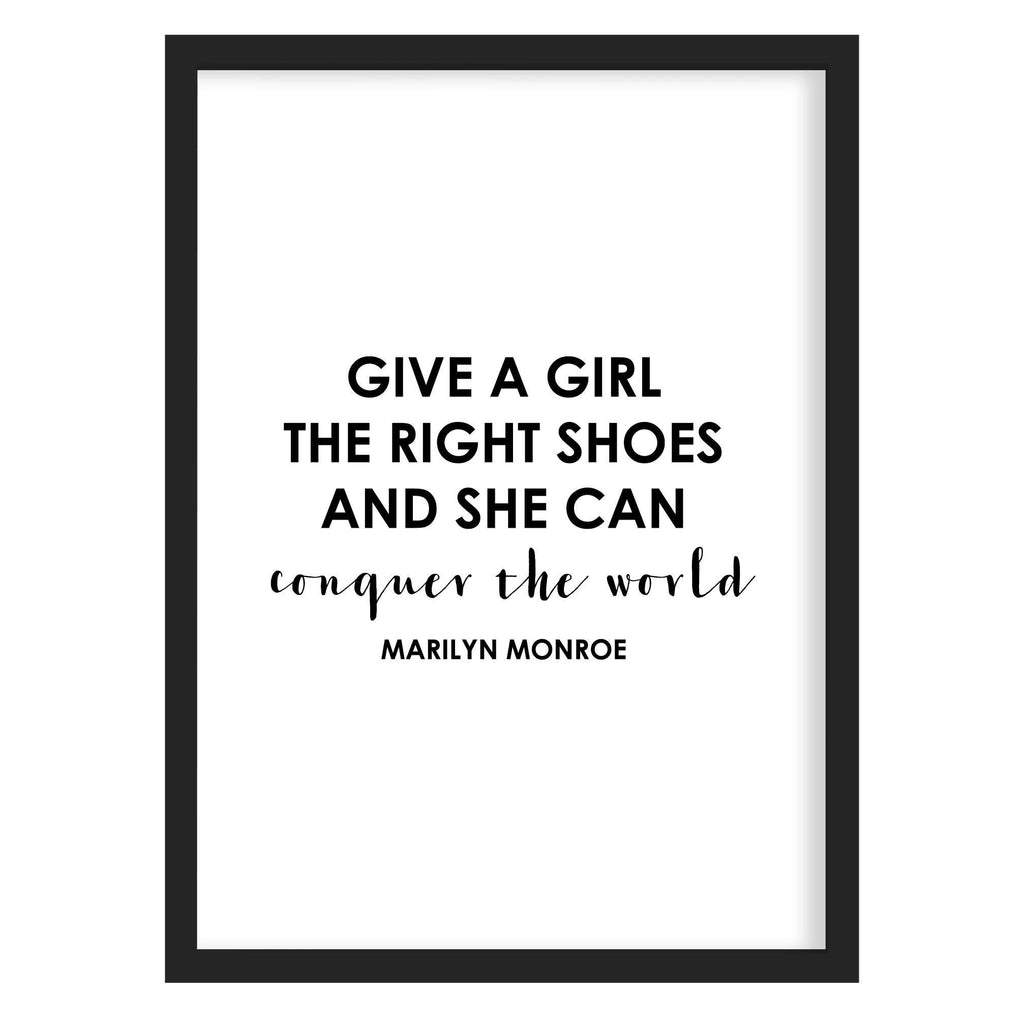 Marilyn Monroe Shoe Quote Print A4 (210mm × 297mm) / Black Frame