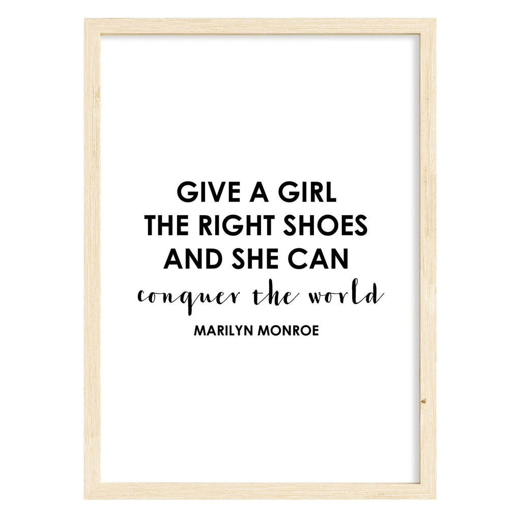 Marilyn Monroe Shoe Quote Print A4 (210mm × 297mm) / Natural Frame