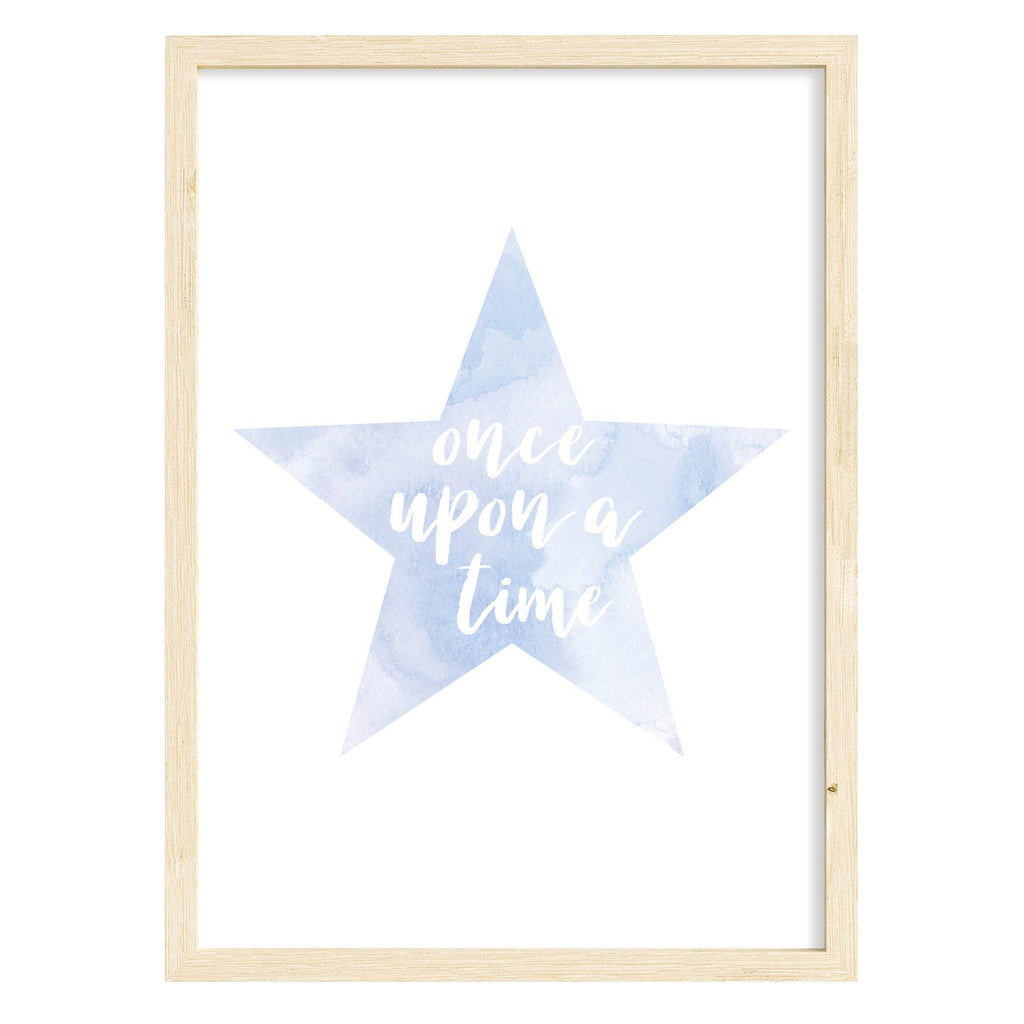 Once Upon A Time Star Print - Watercolour Nursery Print A4 (210mm × 297mm) / Natural Frame