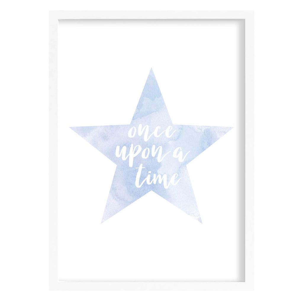 Once Upon A Time Star Print - Watercolour Nursery Print A4 (210mm × 297mm) / White Frame