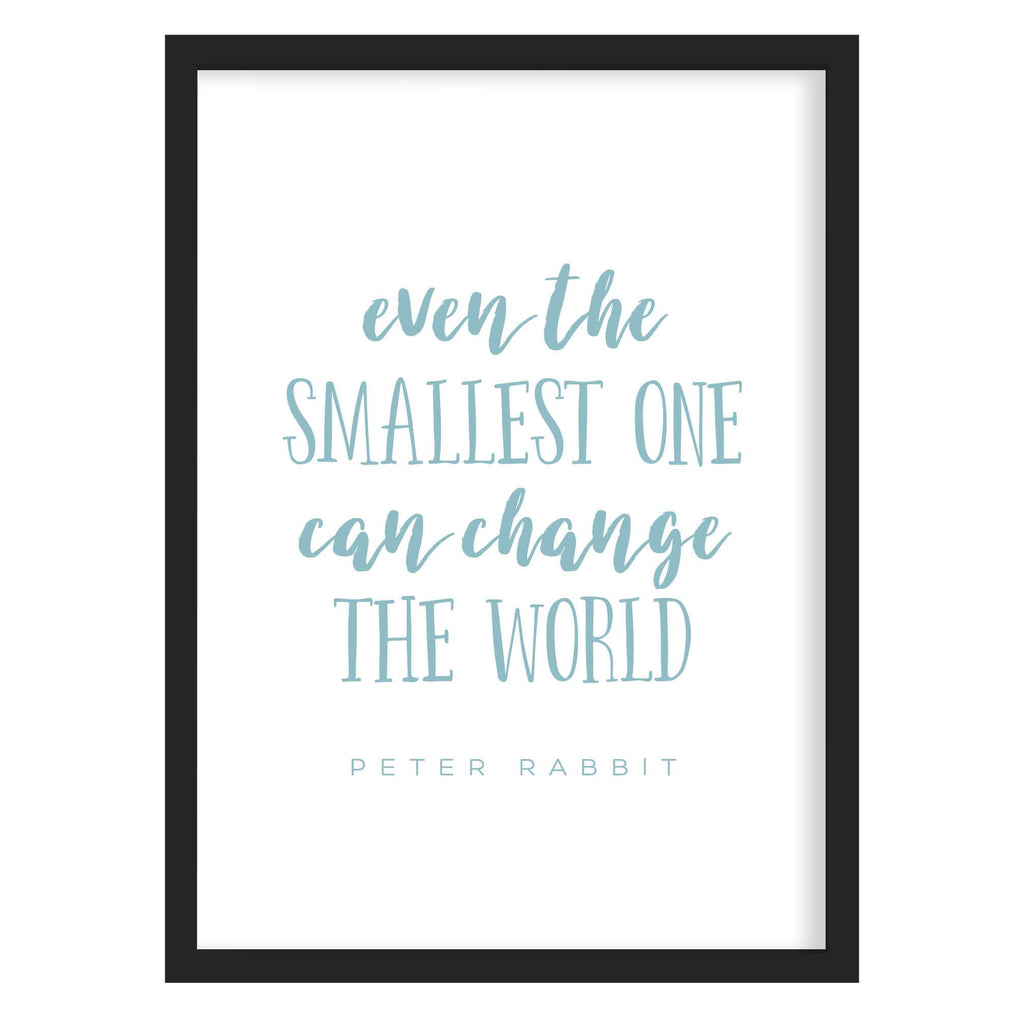 Peter Rabbit Quote Print Blue / A4 (210mm × 297mm) / Black Frame
