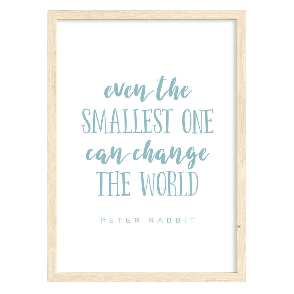 Peter Rabbit Quote Print Blue / A4 (210mm × 297mm) / Natural Frame