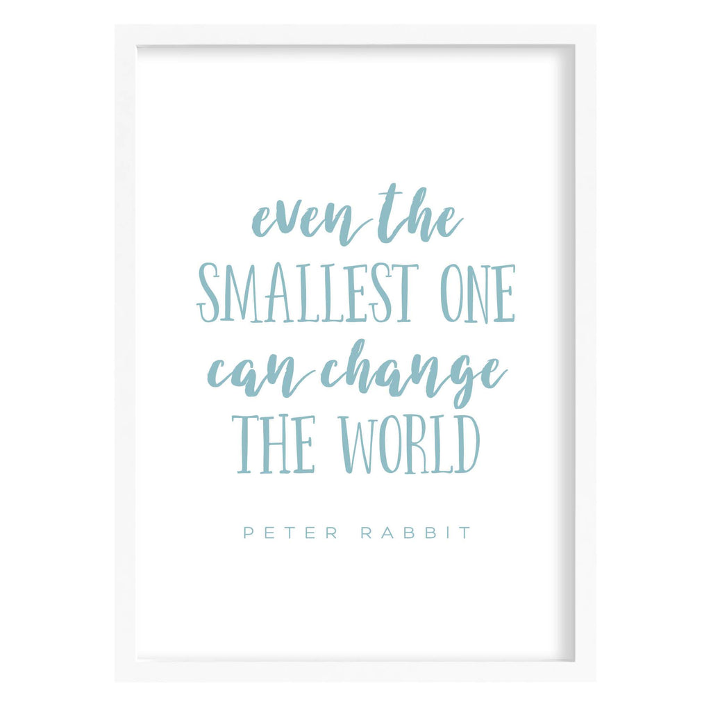 Peter Rabbit Quote Print Blue / A4 (210mm × 297mm) / White Frame