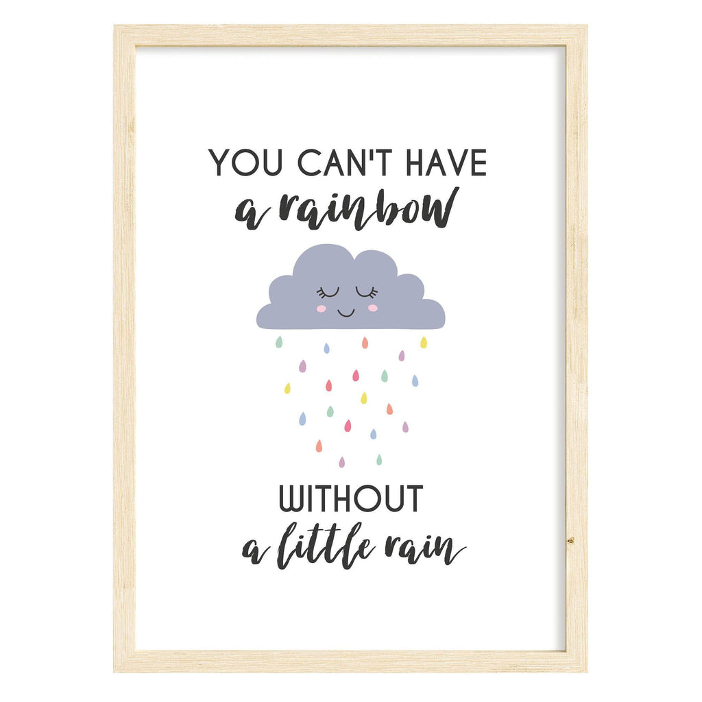 Rainbow Rain Quote Print A4 (210mm × 297mm) / Natural Frame
