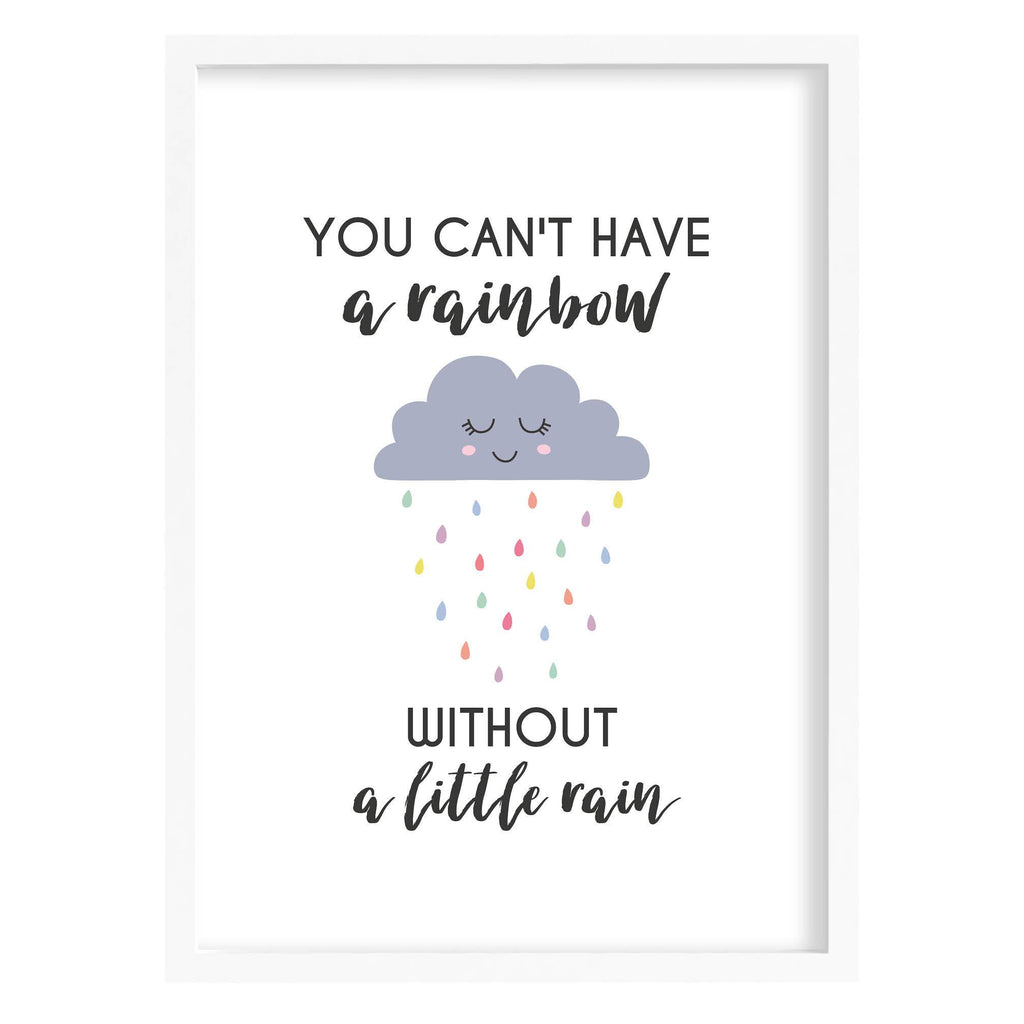 Rainbow Rain Quote Print A4 (210mm × 297mm) / White Frame
