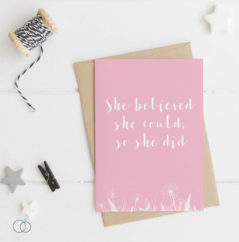 She Believed Pink Quote Postcard