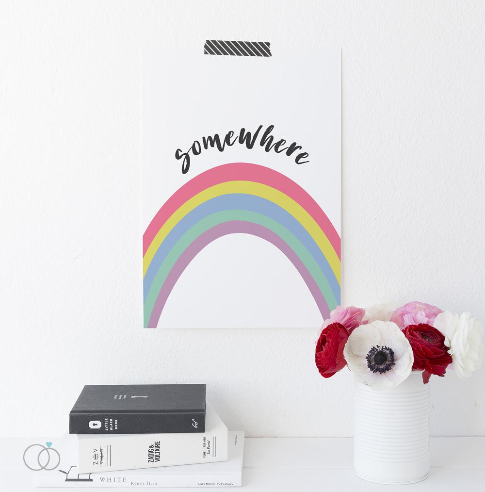 Somewhere Over The Rainbow Quote Print A4 (210mm × 297mm) / Unframed
